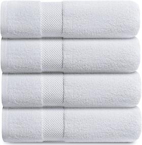 img 3 attached to 🛀 Set of 4 Large 27x54 Inch Luxury White Bath Towels - 700 GSM Circlet Egyptian Cotton, Highly Absorbent Hotel Bathroom Towel