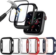 📱 zebre 6 пакет жесткий пк чехол с защитным закаленным стеклом 9h для apple watch se/series 6/5/4 44 мм - полное покрытие логотип