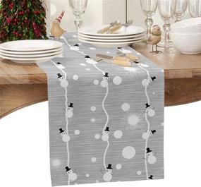 img 3 attached to Christmas Runner Cotton Linen Long Snowflake Tablerunner