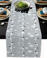 christmas runner cotton linen long snowflake tablerunner логотип