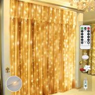 🌟 curtain lights by dodopen - upgraded fairy string lights with 300 leds, usb powered, remote control - ideal for bedroom, wedding, party, backyard, patio, birthday, christmas decorations (warm white) логотип