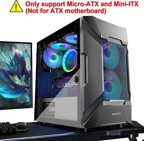 img 3 attached to 🖥️ MUSETEX MK7-GN5 Корпус Micro-ATX с микросеткой, предустановленными светодиодными вентиляторами ARGB, портами USB 3.0, закаленным стеклянным панелями и улучшенным воздушным охлаждением.