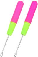 🌸 duo crochet hook set: comfortable soft grip handle, sturdy lightweight abs metal for various crafts - pink and green logo