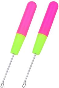 img 4 attached to 🌸 Duo Crochet Hook Set: Comfortable Soft Grip Handle, Sturdy Lightweight ABS Metal for Various Crafts - Pink and Green