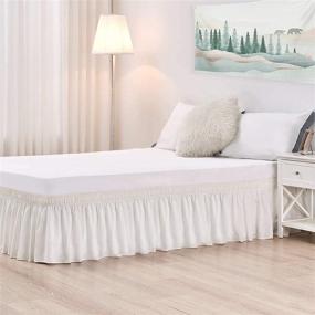 img 2 attached to 🛏️ Ivory King Size ARANA Bed Skirt - Easy-Install 15" Drop Wrap-Around Dust Ruffles with Elastic - Wrinkle/Fade Resistance, Machine Washable