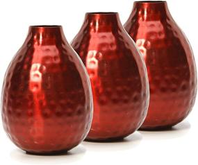 img 1 attached to Hosley Set Red Metal Vases