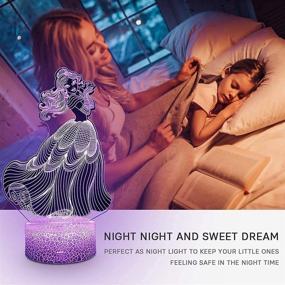 img 3 attached to 3D Princess Night Light for Girls - Birthday and Christmas Gift Idea | 16-Color 👸 Dimmable Nightlight with Remote Control | LED Room Decor Lighting | Optical Illusion Night Lamp for Kids