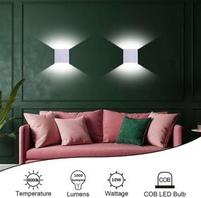 img 1 attached to 🌟 Dimmable Modern Wall Sconces Set of 2 - Silver 10W, Hardwired, LIGHTESS Up/Down Wall Mount Lights - Indoor Mini Metal LED Wall Lamp for Living Room Hallway - Cool White, Model LG9932735