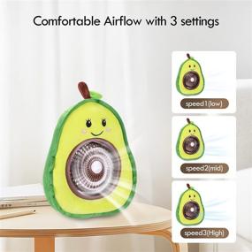 img 3 attached to 🍉 HAUMENLY Personal Fan – USB Rechargeable Portable Small Desk Fan with Cute Stuffed Fruit Design, 3 Adjustable Speeds – Ideal for Home, Office, and Camping