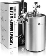 🍺 tmcraft 128oz double-walled mini keg growler with pressurized home beer dispenser, detachable faucet and regulator - maintain freshness and carbonation for craft beer drafts and homebrewing logo