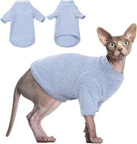 img 4 attached to DENTRUN Hairless Cats Shirt: Sphynx, Pullover Kitten T-Shirts with Sleeves – Breathable 🐱 Cat Wear Turtleneck Sweater, Adorable Hairless Cat's Clothes Vest Pajamas Jumpsuit for All Seasons