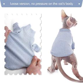 img 3 attached to DENTRUN Hairless Cats Shirt: Sphynx, Pullover Kitten T-Shirts with Sleeves – Breathable 🐱 Cat Wear Turtleneck Sweater, Adorable Hairless Cat's Clothes Vest Pajamas Jumpsuit for All Seasons