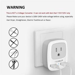 img 3 attached to 🔌 TESSAN European Plug Adapter 2 Pack with 2 USB and Type C Charger - International Travel Power Outlet Adaptor for EU, Spain, Iceland, Germany, France, Italy, Israel from USA