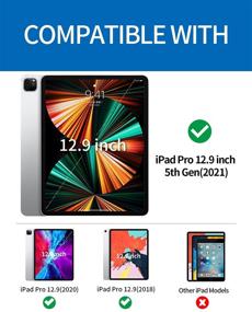 img 3 attached to 📱 Магнитный чехол Bokeer для iPad Pro 12.9 5 поколения 2021 / iPad Pro 12.9 2020 и 2018, умный магнитный чехол с функцией автоматического сна / пробуждения и зарядки Apple Pencil, легкий трехскладный магнитный чехол