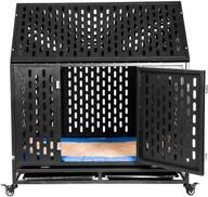 🐾 pet nanny heavy duty dog crate cage kennel playpen - large strong metal for large dogs cats with double escape prevention lock and lockable wheels логотип