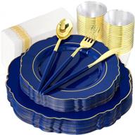fomoica navy plastic plates dinnerware logo