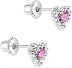 img 3 attached to 💖 Stunning Rhodium Plated Cubic Zirconia Small Heart Screw Back Earrings: Perfect Valentine's Day Gift for Babies, Infants, Toddlers & Little Girls