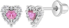 img 4 attached to 💖 Stunning Rhodium Plated Cubic Zirconia Small Heart Screw Back Earrings: Perfect Valentine's Day Gift for Babies, Infants, Toddlers & Little Girls