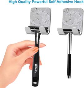 img 2 attached to 🚿 Efficient Shower Razor Holder: Self Adhesive Stainless Shaver Stand for Multiple Items - Heavy Duty Utility Bathroom Razor Blade Holder (2PCS)