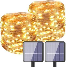 img 4 attached to Solar String Lights Outdoor: 2-Pack 157.4ft 480LED Ultra Long Fairy Lights for Christmas Garden Yard Party