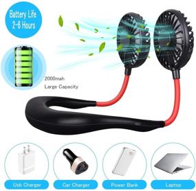 img 1 attached to 🌀 USB Portable Mini Neckband Fan: Lazy Neck Fan for Gym, Travel, Office with Flexible Dual-Neck Design, LED Light & Aromatherapy Feature