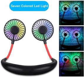 img 3 attached to 🌀 USB Portable Mini Neckband Fan: Lazy Neck Fan for Gym, Travel, Office with Flexible Dual-Neck Design, LED Light & Aromatherapy Feature