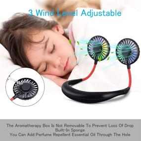 img 2 attached to 🌀 USB Portable Mini Neckband Fan: Lazy Neck Fan for Gym, Travel, Office with Flexible Dual-Neck Design, LED Light & Aromatherapy Feature