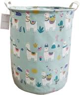 leeli blue llama laundry hamper: collapsible canvas basket for easy storage and organization in kids room, nursery, or home logo