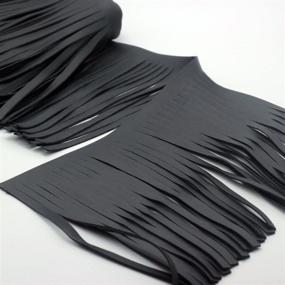 img 3 attached to Brazil Faux Leather Fringe Trims, 6-Inch Wide, Black Color, 1 Yard Length - Perfect for Extender Garments, Bags, Sewing & Craft Supplies