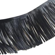 brazil faux leather fringe trims, 6-inch wide, black color, 1 yard length - perfect for extender garments, bags, sewing & craft supplies logo