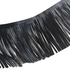 img 4 attached to Brazil Faux Leather Fringe Trims, 6-Inch Wide, Black Color, 1 Yard Length - Perfect for Extender Garments, Bags, Sewing & Craft Supplies