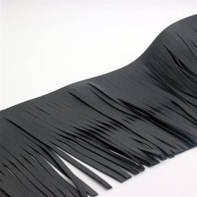 img 1 attached to Brazil Faux Leather Fringe Trims, 6-Inch Wide, Black Color, 1 Yard Length - Perfect for Extender Garments, Bags, Sewing & Craft Supplies