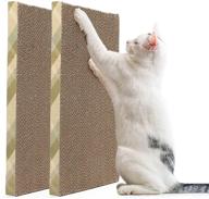 🐱 2 pack cat scratch pads - wide corrugated cardboard scratcher for cats, xl reversible refill lounge replacement for furniture protectors - includes catnip logo