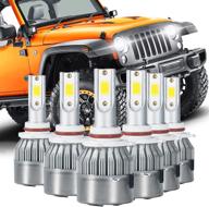 🚗 high+low beam+fog light combo xenon white aluminum all-in-one led cob headlights driving lamps bulbs conversion kit - pldde fit chevrolet silverado gmc sierra, avalanche, jeep grand cherokee, ford expedition, explorer logo