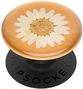 img 4 attached to 🌼 PopSockets PopGrip: Складная рукоятка и подставка для телефона с заменяемым верхом в цветочном стиле - Прессованный цветок "White Daisy