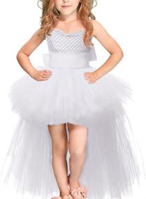 img 4 attached to Exquisite Handmade Girls Tutu Dress: Floral Hi Low Birthday Costume for Weddings, Bridesmaids, Pageants, Parties & Proms