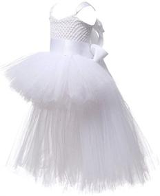 img 2 attached to Exquisite Handmade Girls Tutu Dress: Floral Hi Low Birthday Costume for Weddings, Bridesmaids, Pageants, Parties & Proms