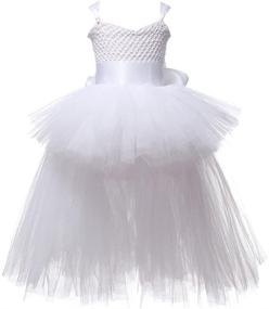 img 3 attached to Exquisite Handmade Girls Tutu Dress: Floral Hi Low Birthday Costume for Weddings, Bridesmaids, Pageants, Parties & Proms