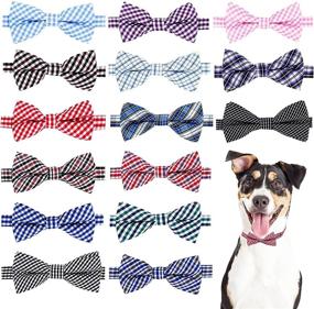 img 4 attached to Stylish 15pcs/Pack Plaid Dog Bow Ties: Perfect for Small Dogs, Cats, and Medium Breeds - Ideal for Wedding Parties and Grooming