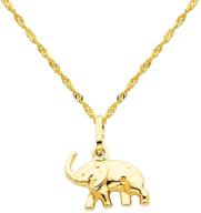 14k yellow gold elephant pendant necklace with delicate 1.2mm singapore chain - world jewelry center logo