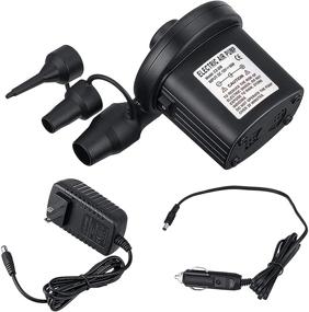 img 4 attached to Efficient Electric Air Pump: 110V AC/12V DC 2 Way Quick-Fill with 3 Nozzles for Air Beds, Mattresses, Pools & Toys - Black