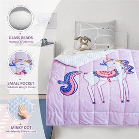 img 1 attached to 🦄 3 Pound Minky Weighted Blanket for Kids - Toddler Heavy Blanket with Cartoon Unicorn Fleece Reverse - Soft Comforter for Calm Sleeping - 36" x 48" Purple - Coolplus