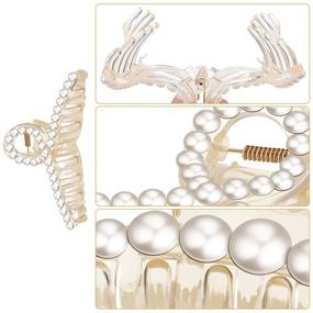 img 2 attached to 8-Piece Assorted Large Pearl Hair Claw Clips Set – No-Slip Jaw Clamp, Strong Hold Hair Accessories for 💎 Women and Girls, Different Sizes and Styles – Hair Catch Barrette Jaw Clamp with Fake Pearl Clips, 8 Styles