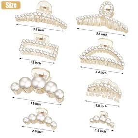 img 3 attached to 8-Piece Assorted Large Pearl Hair Claw Clips Set – No-Slip Jaw Clamp, Strong Hold Hair Accessories for 💎 Women and Girls, Different Sizes and Styles – Hair Catch Barrette Jaw Clamp with Fake Pearl Clips, 8 Styles