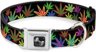 🍁 multi-color marijuana leaf dog collar bone - small 9-15" - black design + logo