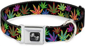 img 3 attached to 🍁 Multi-Color Marijuana Leaf Dog Collar Bone - Small 9-15" - Black Design +