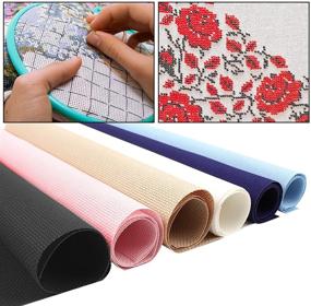 img 3 attached to 14 Count Aida Cloth: 6 Color Cotton Classic Reserve Cross Stitch Embroidery Fabric for DIY Needlework Crafts - 12 x 18 Inch (Black, White, Pink, Khaki, Sky Blue, Navy Blue)