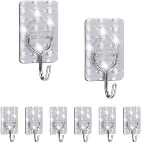 img 4 attached to 🔗 Diesisa Adhesive Wall Hooks – 8 Packs Reusable Sticky Hooks for Hanging, Max 13Lb Load – Ideal for Kitchen, Bathroom, Ceiling – Silver