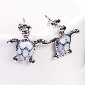 img 1 attached to 🐢 Charming Blue Opal Turtle Earrings - 5 Pairs of Cute Turtle Stud Earrings for Women and Girls, Hypoallergenic Turtle Jewelry