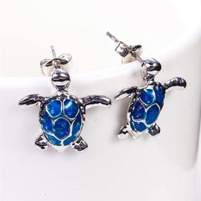 img 2 attached to 🐢 Charming Blue Opal Turtle Earrings - 5 Pairs of Cute Turtle Stud Earrings for Women and Girls, Hypoallergenic Turtle Jewelry